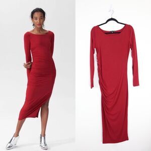 Universal Standard Size 6/8 Simone Ruched Bamboo Jersey Maxi Dress Red